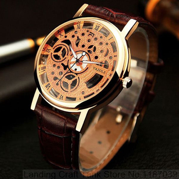 new skeleton quartz watch men leather watch elegant design hollow movement gold case casual wrist watches for man, Slivery;brown
new skeleton quartz watch men leather watch elegant design hollow movement gold case casual wrist watches for man, Slivery;brown