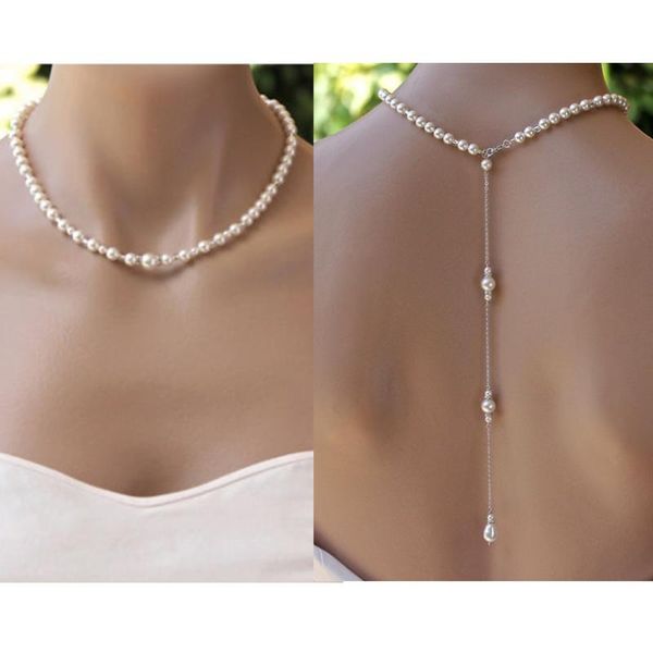 fashion jewelry back chain necklaces for women ladies simulater pearl backdrop necklace female, Silver
fashion jewelry back chain necklaces for women ladies simulater pearl backdrop necklace female, Silver