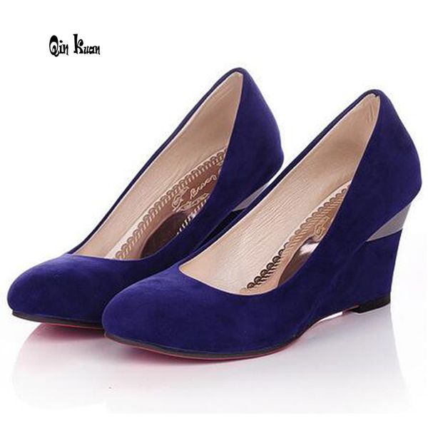 qin kuan plus size 34-43 new style women wedge suede party high heel shoes increasing height spring autumn candy pumps qkp0175b, Black
qin kuan plus size 34-43 new style women wedge suede party high heel shoes increasing height spring autumn candy pumps qkp0175b, Black
