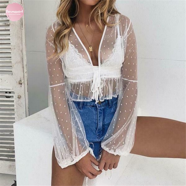 swimwear blouse mesh sheer v neck transparent womens bikini cover up perspective beach wrap crop 2019, White
swimwear blouse mesh sheer v neck transparent womens bikini cover up perspective beach wrap crop 2019, White