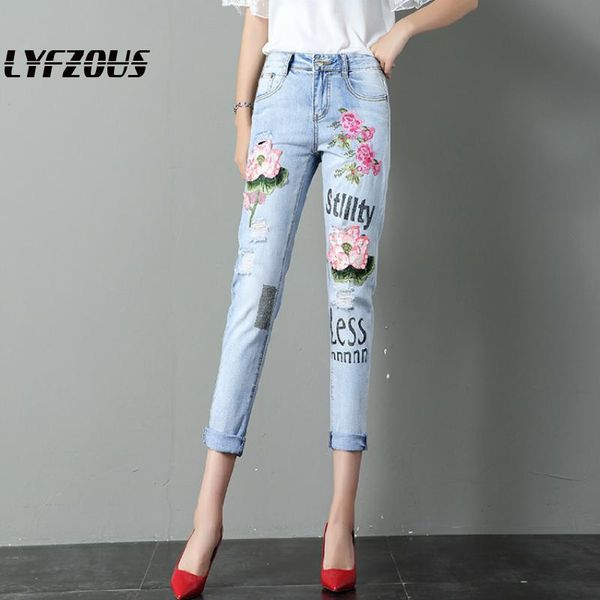 lyfzous new print jeans women stretch loose denim pants flower 3d embroidery ripped pants female elastic denim jeans, Blue
lyfzous new print jeans women stretch loose denim pants flower 3d embroidery ripped pants female elastic denim jeans, Blue