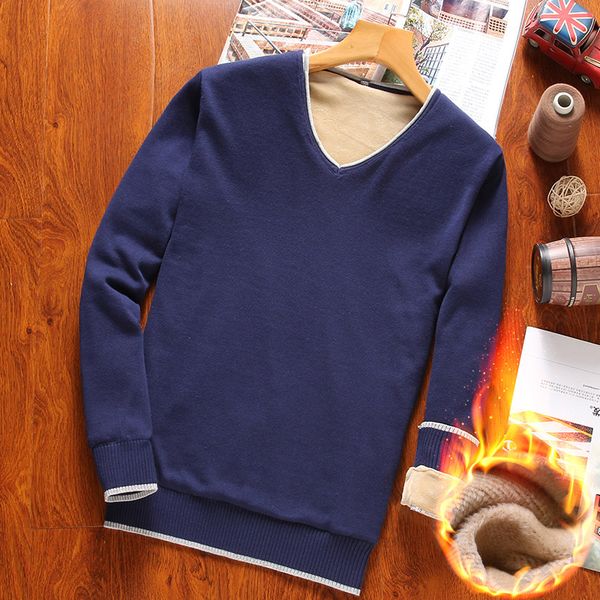 autumn winter men's cotton sweater fashion v-neck solid color flannel warm thick long-sleeved sweater, White;black
autumn winter men's cotton sweater fashion v-neck solid color flannel warm thick long-sleeved sweater, White;black