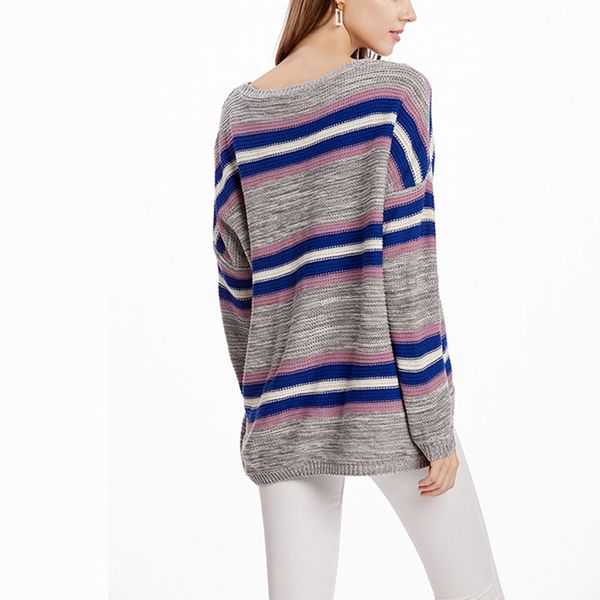 women strip sweater 2019 v neck solid women sweaters pullovers loose knitted autumn winter clothing casual pullovers plus size, White;black
women strip sweater 2019 v neck solid women sweaters pullovers loose knitted autumn winter clothing casual pullovers plus size, White;black
