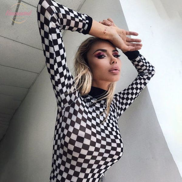 women mesh sheer black white plaid long sleeve exposed umbilical perspective casual t shirt slim fit
women mesh sheer black white plaid long sleeve exposed umbilical perspective casual t shirt slim fit