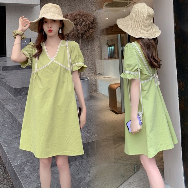 6158# maternity clothes summer cotton v-neck purple short sleeve loose stylish dress for pregnant women mom dress, White
6158# maternity clothes summer cotton v-neck purple short sleeve loose stylish dress for pregnant women mom dress, White