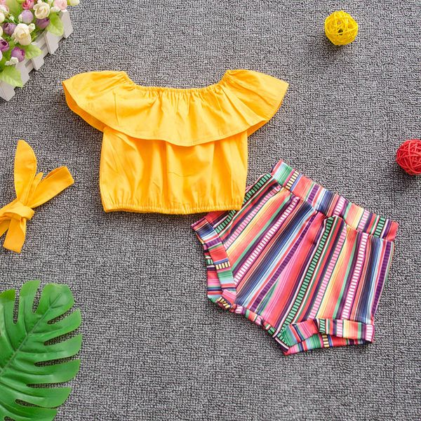 summer baby girls cute set outfits solid short sleeve soft t-shirt + rainbow stripes short pants sets clothes, White
summer baby girls cute set outfits solid short sleeve soft t-shirt + rainbow stripes short pants sets clothes, White