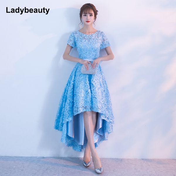 ladybeauty 2018 sky blue evening dresses short front long back party gowns lace lace petals o-neck vestidos de festa formal, White;black
ladybeauty 2018 sky blue evening dresses short front long back party gowns lace lace petals o-neck vestidos de festa formal, White;black