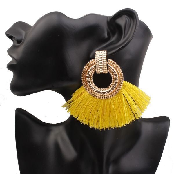 2019 big silk thread tassel fan-shaped earring geometric earring female europe united states exaggerated bohemian women accessories gift, Silver
2019 big silk thread tassel fan-shaped earring geometric earring female europe united states exaggerated bohemian women accessories gift, Silver