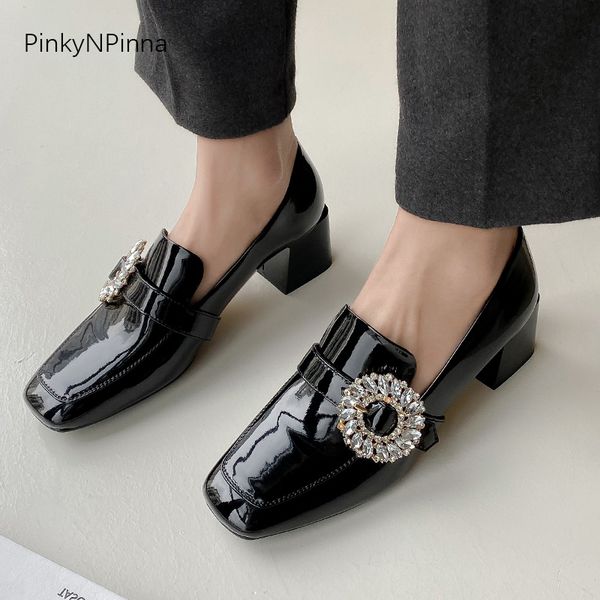 luxury designer stylish women patent leather black pumps party office shining rhinestone crystal summer plus size chunk heels
luxury designer stylish women patent leather black pumps party office shining rhinestone crystal summer plus size chunk heels