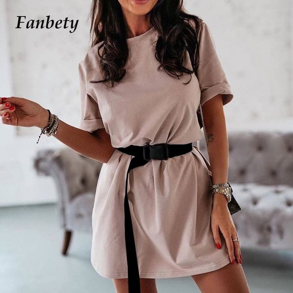 women casual loose o-neck mini dress 2020 summer short sleeve party dresses ladies new elegant solid color belt dress vestidos, Black;gray
women casual loose o-neck mini dress 2020 summer short sleeve party dresses ladies new elegant solid color belt dress vestidos, Black;gray