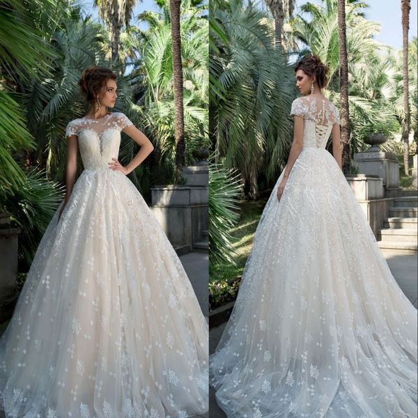 graceful appliques cap sleeve lace wedding dress scoop neck beaded vintage bride gowns vestido de noiva, White
graceful appliques cap sleeve lace wedding dress scoop neck beaded vintage bride gowns vestido de noiva, White