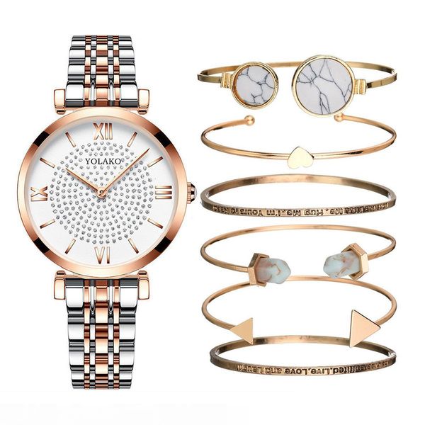 luxury bracelet watch suit 7pcs set stainless steel golden watch woman hand clock quartz watch brand wrist watches for women mx200320, Slivery;brown
luxury bracelet watch suit 7pcs set stainless steel golden watch woman hand clock quartz watch brand wrist watches for women mx200320, Slivery;brown