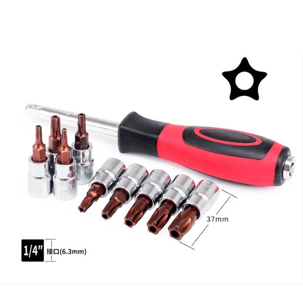 9pcs/set pentalobe screwdriver bit set 1/4 inch drive socket head torx star screwdriver material hand tool set ts10-ts50
9pcs/set pentalobe screwdriver bit set 1/4 inch drive socket head torx star screwdriver material hand tool set ts10-ts50