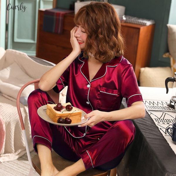 sleeve short silk pajamas spring women summer pajama sets silk pijama sleepwear pyjamas plus size nightwear set, Black;red
sleeve short silk pajamas spring women summer pajama sets silk pijama sleepwear pyjamas plus size nightwear set, Black;red
