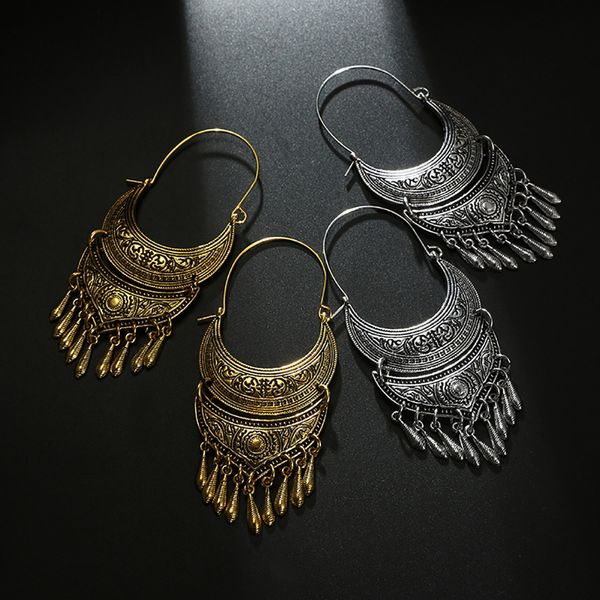 women vintage bohemian national wind totem flower basket shape alloy tassel earrings festival present valentine's day gift, Golden;silver
women vintage bohemian national wind totem flower basket shape alloy tassel earrings festival present valentine's day gift, Golden;silver