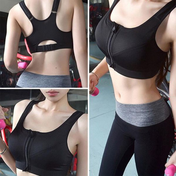 women's high impact sport bra front zip wireless padded cup tank gym active sports underwear plus size sports bra yoga, White;black
women's high impact sport bra front zip wireless padded cup tank gym active sports underwear plus size sports bra yoga, White;black