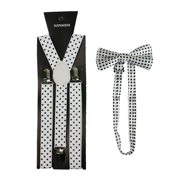 fashion adjustable black dot print suspender and bowtie set clip-on elastic y-shape back shirt stays suspenders for women men, Black;white
fashion adjustable black dot print suspender and bowtie set clip-on elastic y-shape back shirt stays suspenders for women men, Black;white