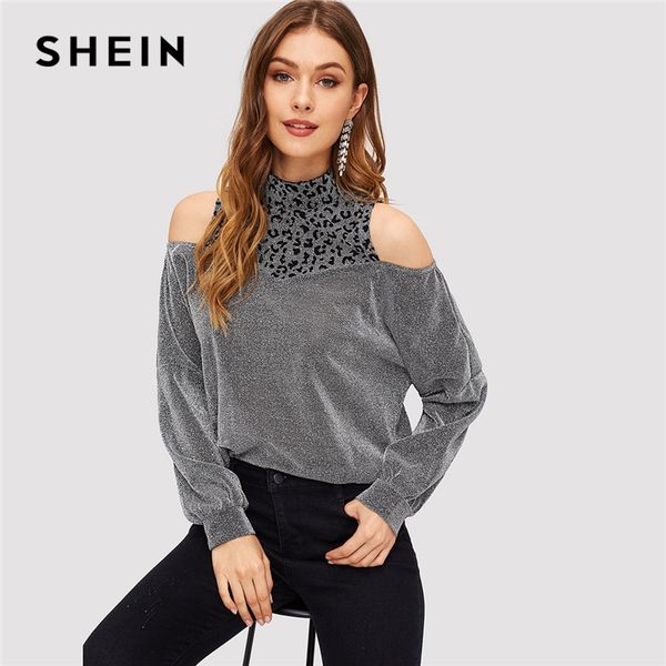 shein morden lady silver cold shoulder leopard pullover women autumn minimalist long sleeve stand collar plain sweatshirts, Black
shein morden lady silver cold shoulder leopard pullover women autumn minimalist long sleeve stand collar plain sweatshirts, Black