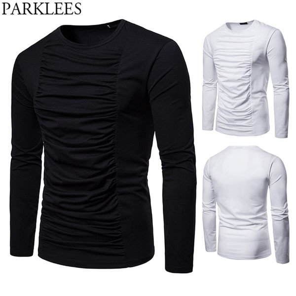 solid pleated plain t shirt men casual long sleeve o neck black white tee shirts hipster hip hop street party work wear camiseta, White;black
solid pleated plain t shirt men casual long sleeve o neck black white tee shirts hipster hip hop street party work wear camiseta, White;black