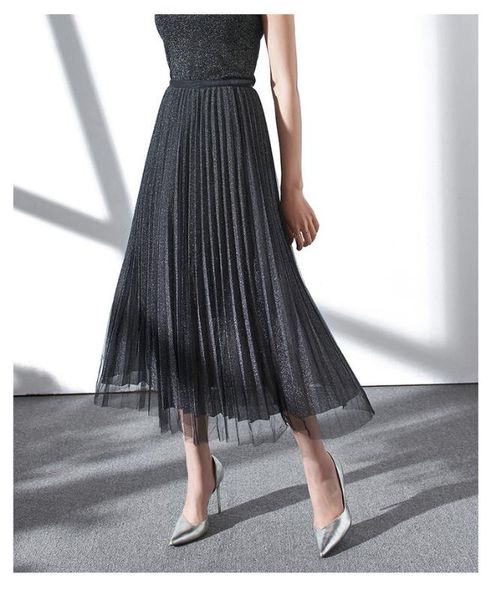 new style spring summer lace reversible skirts women long tulle skirt pleated a line midi skirt chic high waist female, Black
new style spring summer lace reversible skirts women long tulle skirt pleated a line midi skirt chic high waist female, Black