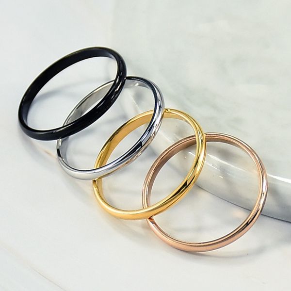 simple 2mm thin titanium steel 4 color couple ring simple fashion rose gold silver finger ring for women wedding party jewelry 
simple 2mm thin titanium steel 4 color couple ring simple fashion rose gold silver finger ring for women wedding party jewelry