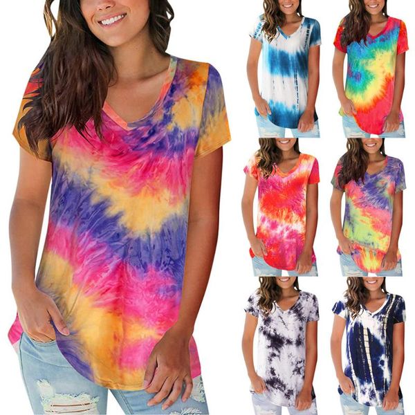 2020 women's summer short sleeve t-shirts harajuku tie-dye basic v neck t shirts summer casual streetwear, White
2020 women's summer short sleeve t-shirts harajuku tie-dye basic v neck t shirts summer casual streetwear, White