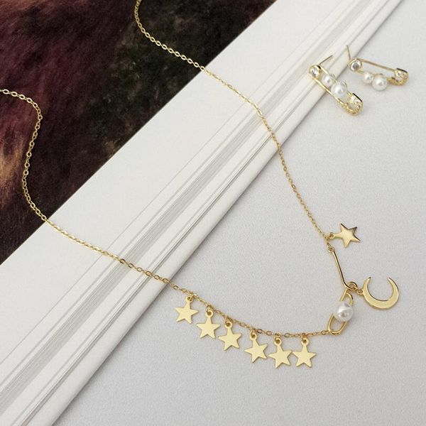 925 sterling silver sparkling moon and star exquisite pendant necklaces for women 925 silver jewelry pearl necklace gift, Golden;silver
925 sterling silver sparkling moon and star exquisite pendant necklaces for women 925 silver jewelry pearl necklace gift, Golden;silver
