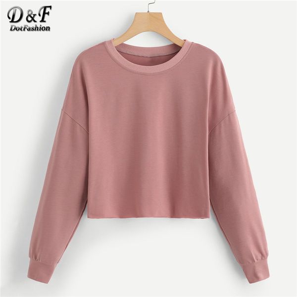 dotfashion pink drop shoulder solid crop pullover sweatshirt womens casual plain clothes 2019 autumn spring 3/4 sleeve pullovers, Black
dotfashion pink drop shoulder solid crop pullover sweatshirt womens casual plain clothes 2019 autumn spring 3/4 sleeve pullovers, Black