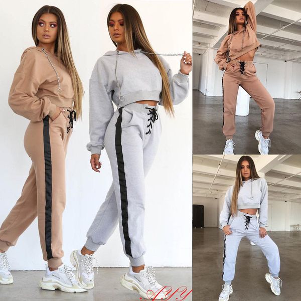 hirigin fall 2018 new women 2pcs tracksuit hoodies sweatshirt pants sets sport wear lounge suit, Gray
hirigin fall 2018 new women 2pcs tracksuit hoodies sweatshirt pants sets sport wear lounge suit, Gray