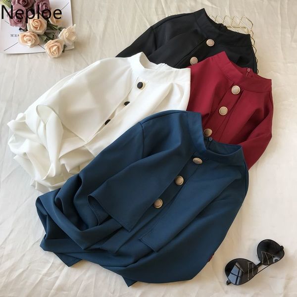 neploe 2020 spring solid women blouses korean stand collar long sleeve shirts fashion chiffon single breasted female 49738, White
neploe 2020 spring solid women blouses korean stand collar long sleeve shirts fashion chiffon single breasted female 49738, White