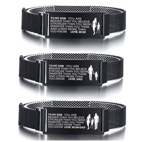 stainless steel bracelet for men women personalzied mesh link adjsuatble 5inch to 8.8inch to my son daughter, Black
stainless steel bracelet for men women personalzied mesh link adjsuatble 5inch to 8.8inch to my son daughter, Black