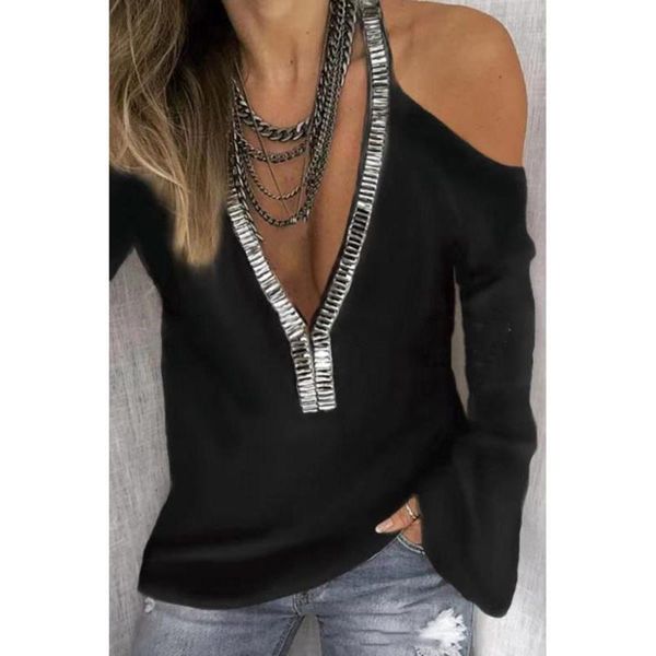 puimentiua 2020 spring women sequins v neck cold shoulder long sleeve t-shirt solid color women's t-shirt plus size 5xl, White
puimentiua 2020 spring women sequins v neck cold shoulder long sleeve t-shirt solid color women's t-shirt plus size 5xl, White