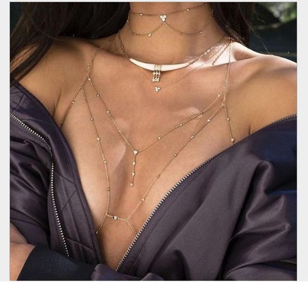 beach casual body clothing chain necklace flash drill pendant tassel necklace chest chain, Silver
beach casual body clothing chain necklace flash drill pendant tassel necklace chest chain, Silver