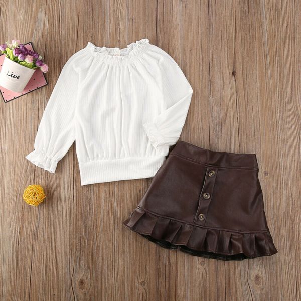 vintage kids baby girl clothes autumn winter outfits solid 2pcs children girl sets white shirts mini pu ruffled skirts 0-4y
vintage kids baby girl clothes autumn winter outfits solid 2pcs children girl sets white shirts mini pu ruffled skirts 0-4y