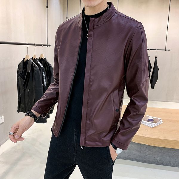 the new men's spring 2020 pure color of pu leather collar leather jackets youth cultivate one's morality, Black
the new men's spring 2020 pure color of pu leather collar leather jackets youth cultivate one's morality, Black