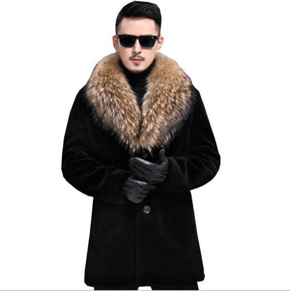 мужчины зима осень имитация outwear черный однобортный меховой воротник теплый искусственный мех шинель chaqueta cuero hombre k1225, Black
мужчины зима осень имитация outwear черный однобортный меховой воротник теплый искусственный мех шинель chaqueta cuero hombre k1225, Black
