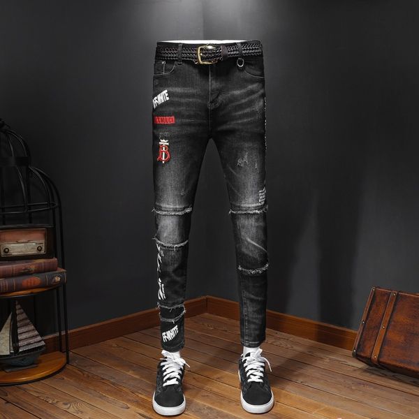 2019 new designer design jeans men old worn tight leggings luxury clothes slim locomotive moto biker hip hop ripped skinny men jeans a235, Blue
2019 new designer design jeans men old worn tight leggings luxury clothes slim locomotive moto biker hip hop ripped skinny men jeans a235, Blue