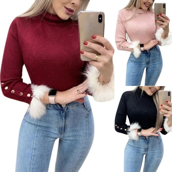 button turtleneck sweaters women solid color pullovers slim fit knitwear pull jumper winter thin style sweater, White;black
button turtleneck sweaters women solid color pullovers slim fit knitwear pull jumper winter thin style sweater, White;black