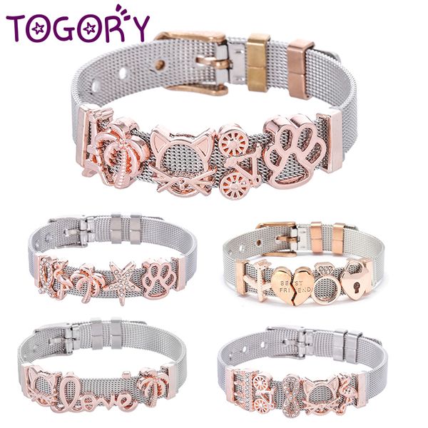 togory high quality stainless steel mesh bracelet with crystal cartoon dog claw charms fine bracelets set for women kids gift, Golden;silver
togory high quality stainless steel mesh bracelet with crystal cartoon dog claw charms fine bracelets set for women kids gift, Golden;silver