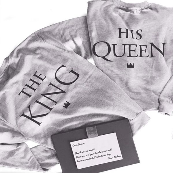 womens designer king queen plus velvet letter printed long sleeve sweater lovers jacket womenwcyi, Black;brown
womens designer king queen plus velvet letter printed long sleeve sweater lovers jacket womenwcyi, Black;brown