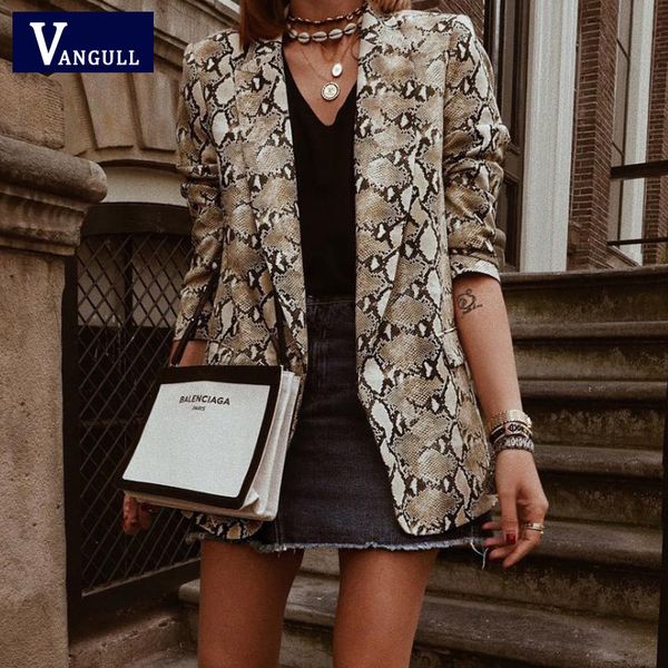 vangull women basic jacket england style snake print jackets 2019 pockets notched collar long sleeve coat female outerwear coat, Black;brown
vangull women basic jacket england style snake print jackets 2019 pockets notched collar long sleeve coat female outerwear coat, Black;brown