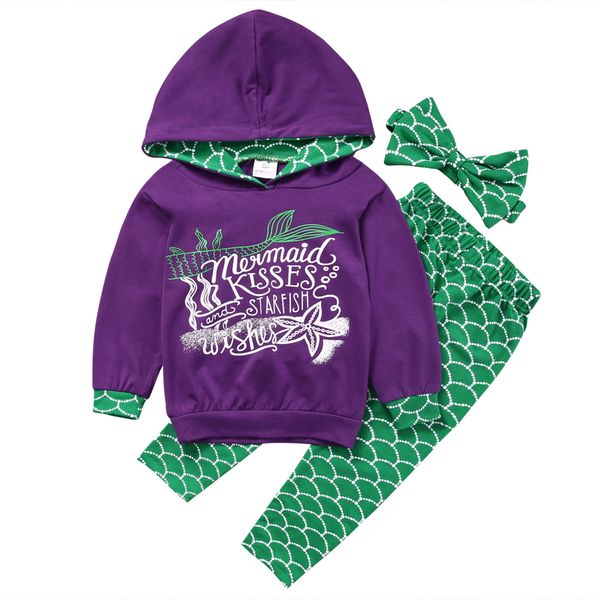 3 pieces mermaid kisses print long sleeve hoodie and pant with headband set for toddler and baby girls clothes outfit, White
3 pieces mermaid kisses print long sleeve hoodie and pant with headband set for toddler and baby girls clothes outfit, White