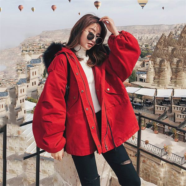 female fur collar jacket 2019 new korean loose winter coat women hooded parkas port wind oversize cotton clothes xa364, Black
female fur collar jacket 2019 new korean loose winter coat women hooded parkas port wind oversize cotton clothes xa364, Black