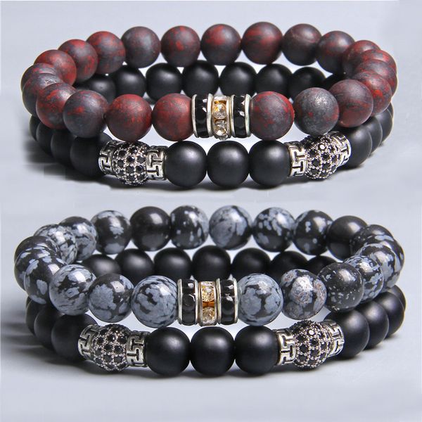 2pcs men natural red bloodstone white and black alabaster stone beads bracelet jewelry silver zircon charm bracelets wholesale
2pcs men natural red bloodstone white and black alabaster stone beads bracelet jewelry silver zircon charm bracelets wholesale