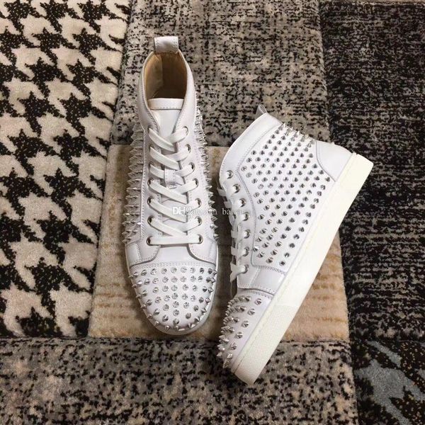 white genuine leather with sliver spikes mens sneakers shoes red bottom high rivets shoes flats,luxury men dress walking flats dress tra, Black
white genuine leather with sliver spikes mens sneakers shoes red bottom high rivets shoes flats,luxury men dress walking flats dress tra, Black