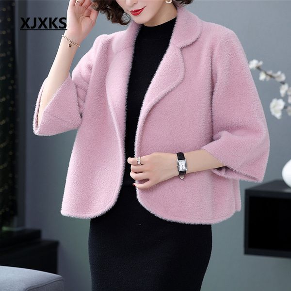 xjxks 2020 spring new fashion lapel women short woolen coat comfortable casual cashmere women small shawl cardigan, Black
xjxks 2020 spring new fashion lapel women short woolen coat comfortable casual cashmere women small shawl cardigan, Black