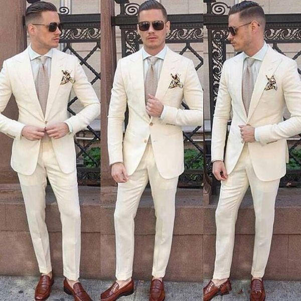 ivory men suits peaked lapel blazer classic fit two pieces custom made wedding tuxedos for groom wear (jacket + pants, White;black
ivory men suits peaked lapel blazer classic fit two pieces custom made wedding tuxedos for groom wear (jacket + pants, White;black