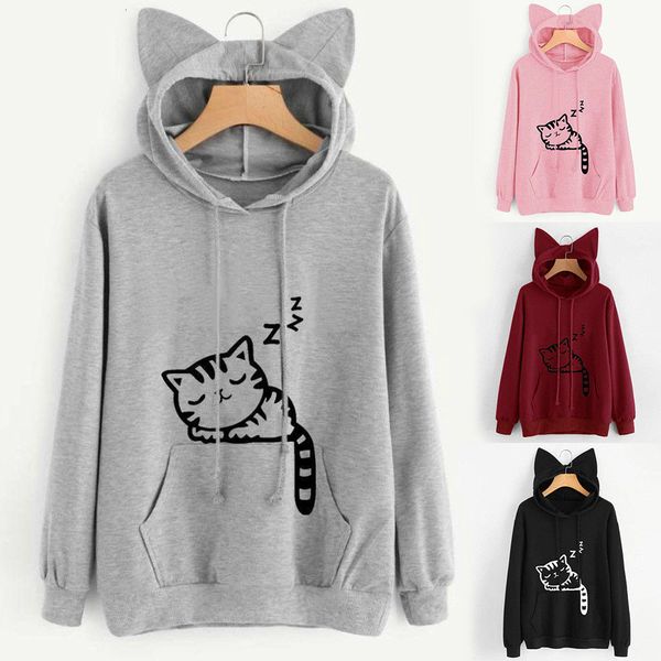 autumn women ladies causal hoodies 4 colors cat print hooded 3d ears solid pullover, Black
autumn women ladies causal hoodies 4 colors cat print hooded 3d ears solid pullover, Black