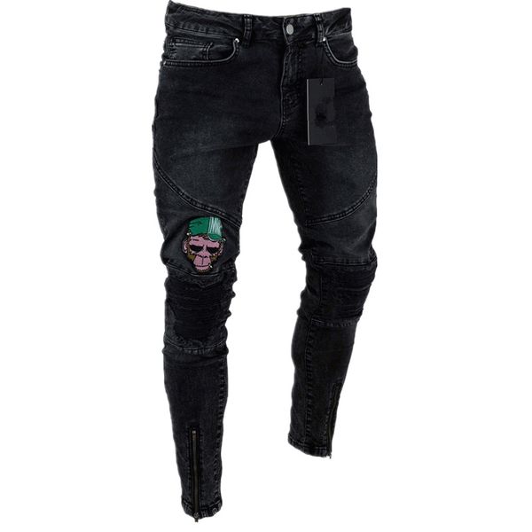 brand designer jeans for men slim fit ripped hi street hip hop mens black denim pants knee holes washed pencil jeans, Blue
brand designer jeans for men slim fit ripped hi street hip hop mens black denim pants knee holes washed pencil jeans, Blue