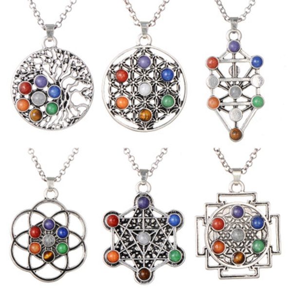 2019 sacred geometry 7 chakra healing crystals necklace, reiki stones 4mm beads pendant jewelry, Silver
2019 sacred geometry 7 chakra healing crystals necklace, reiki stones 4mm beads pendant jewelry, Silver